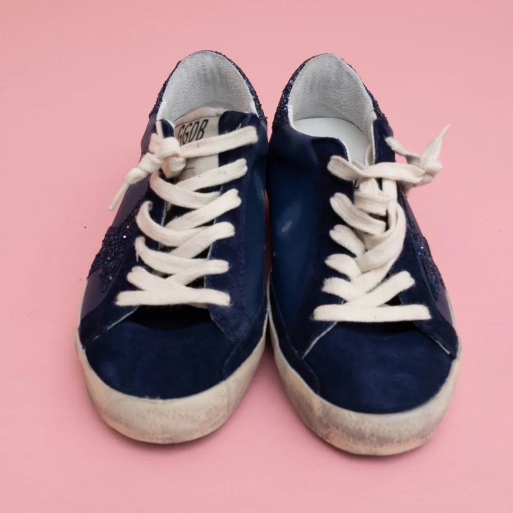 Authentic dark blue Golden Goose Superstars size 37 in excellent condition